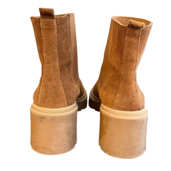 Antonio De Faria Tara Chelsea Tan Heeled Boots Chunky Sole Suede Women’s 6.5 - Picture 2 of 9